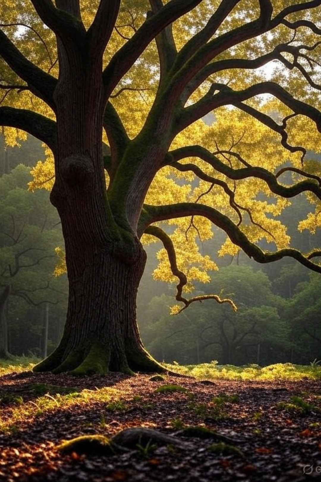 Majestic Ancient Oak in Golden Light Free Stock Photo