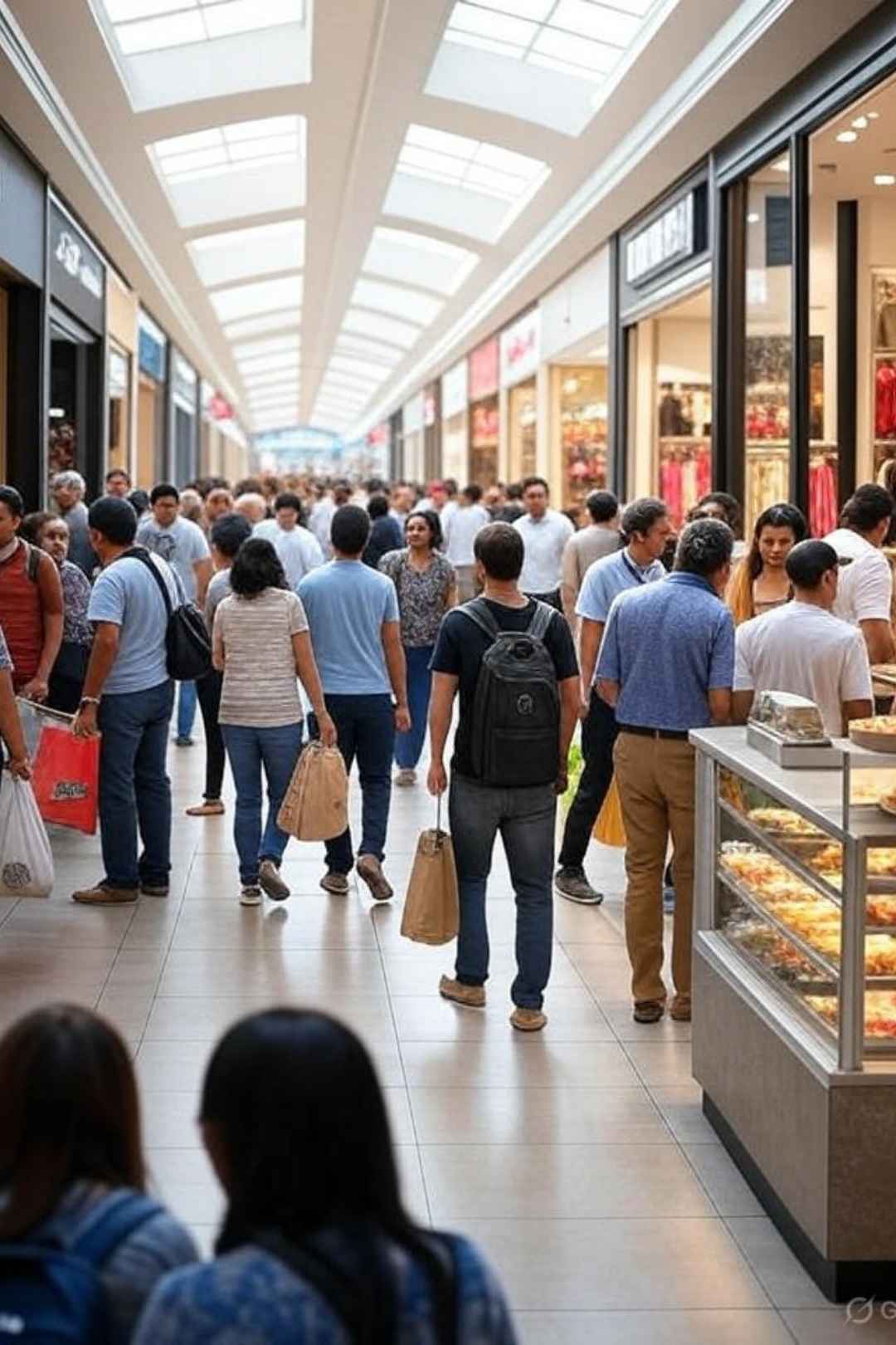 Bustling Shopping Mall Corridor Free Stock Photo