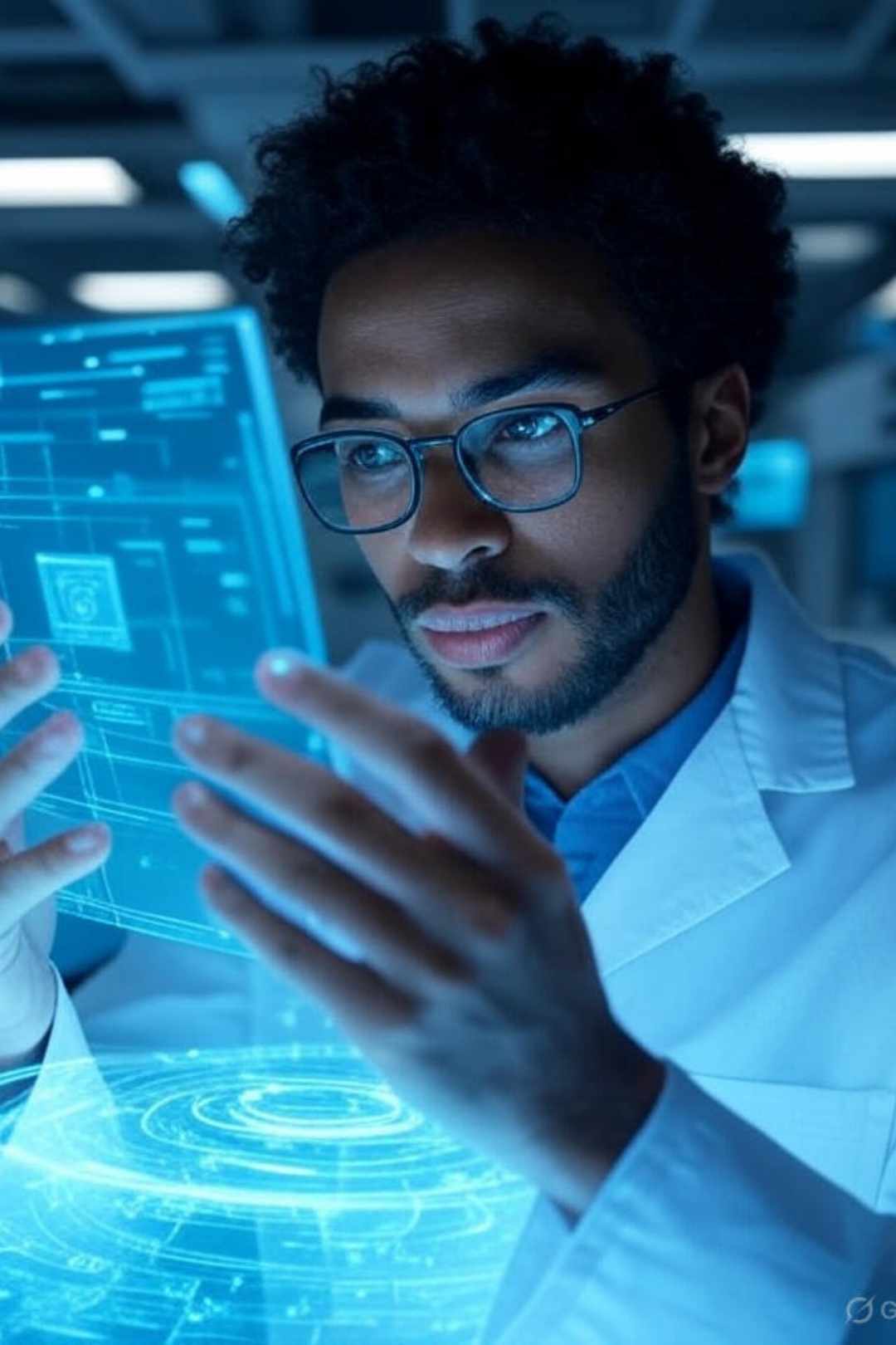 AI Holographic Data Visualization Free Stock Photo