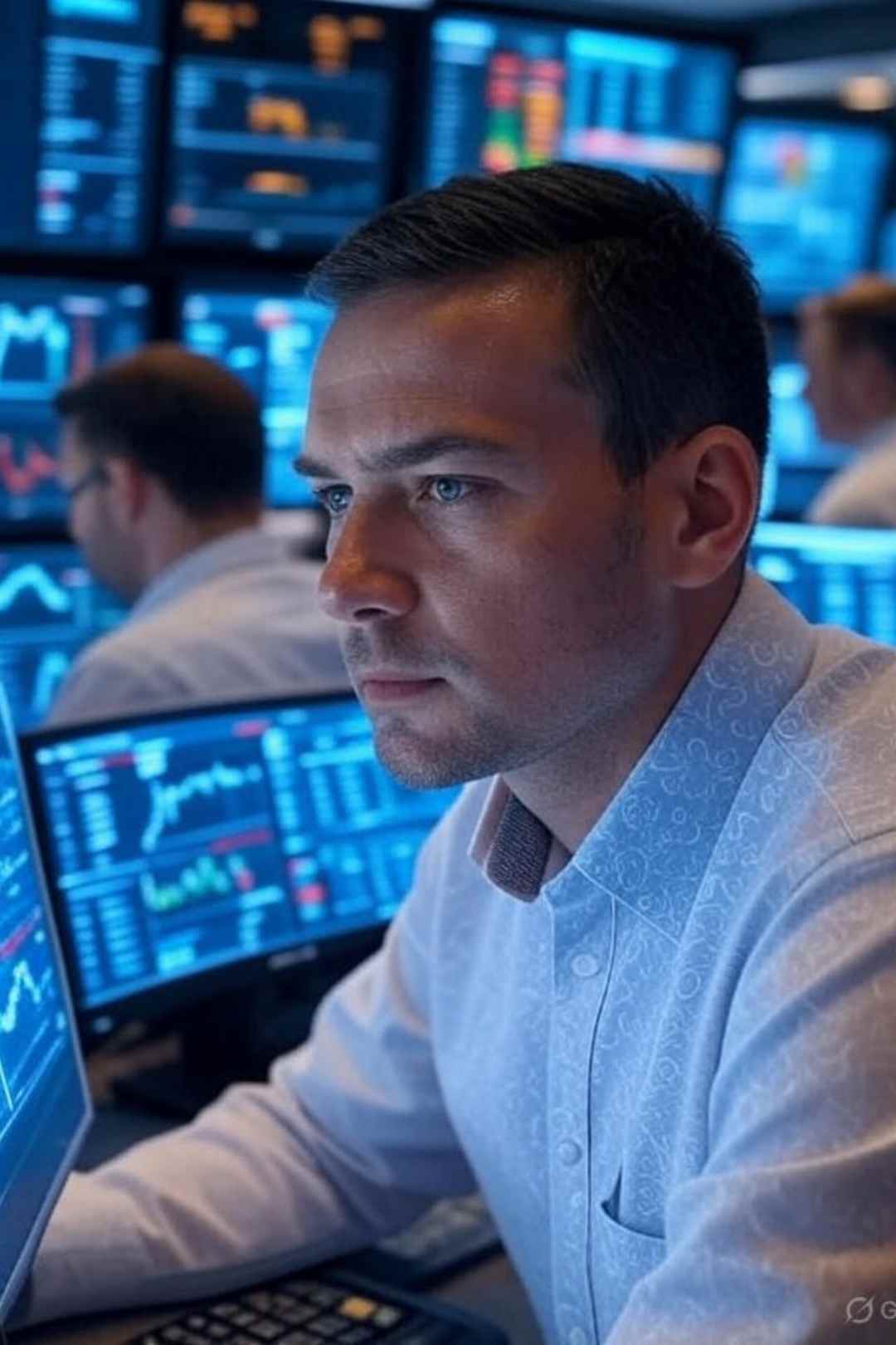 Focused Stock Trader at Work Free Stock Photo