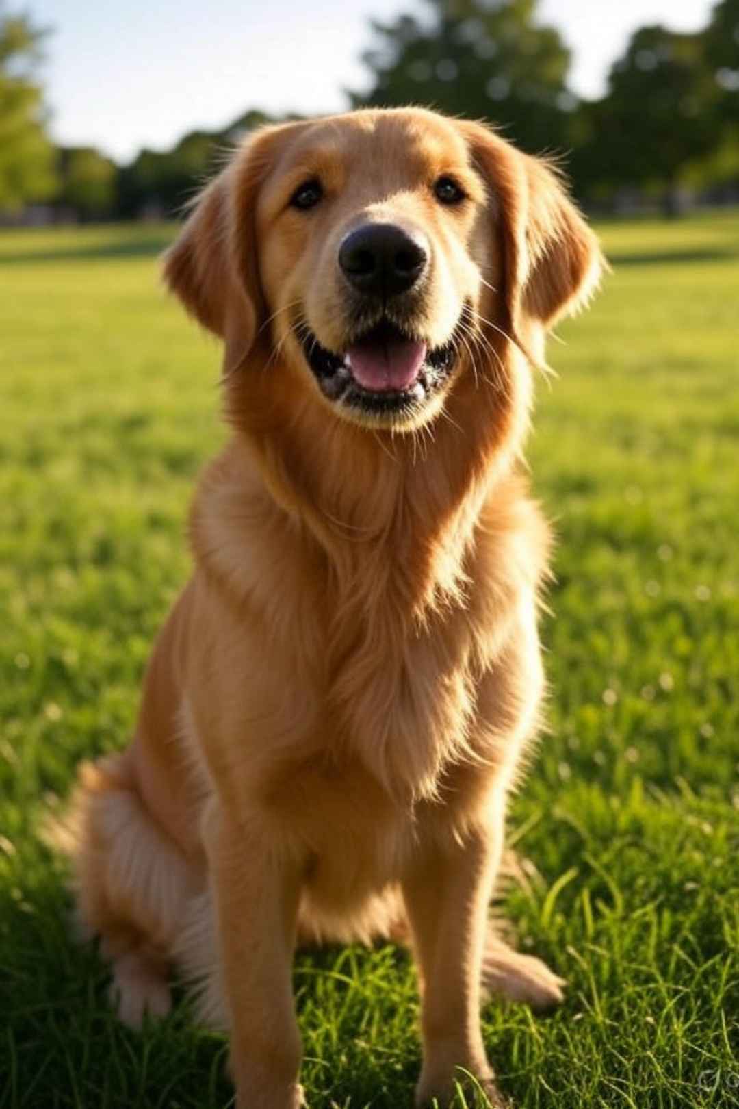 Golden Retriever in a Peaceful Park Free Stock Picture
