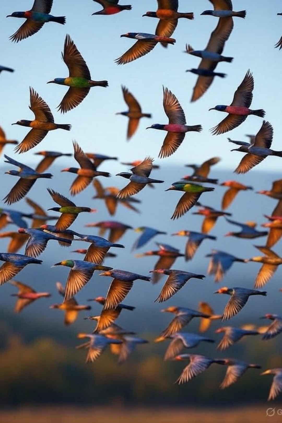 Spectacular Flock of Vibrant Birds in Flight Free Stock Photo