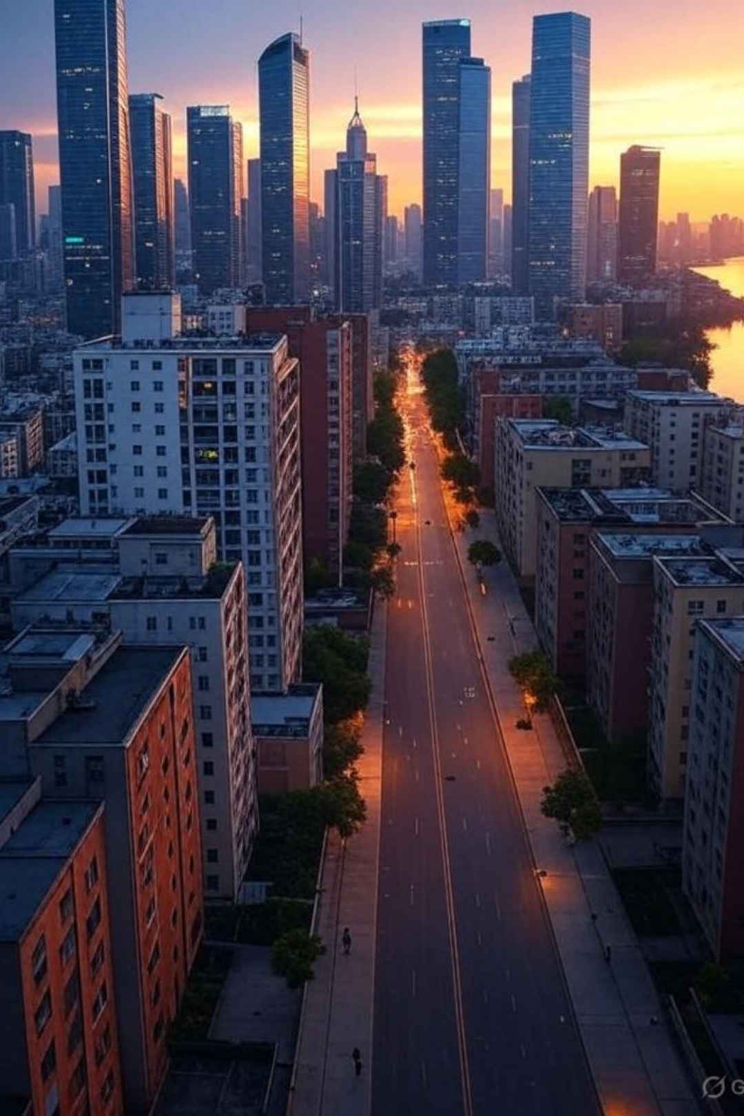 Urban Sunset Skyline Free Stock Photo