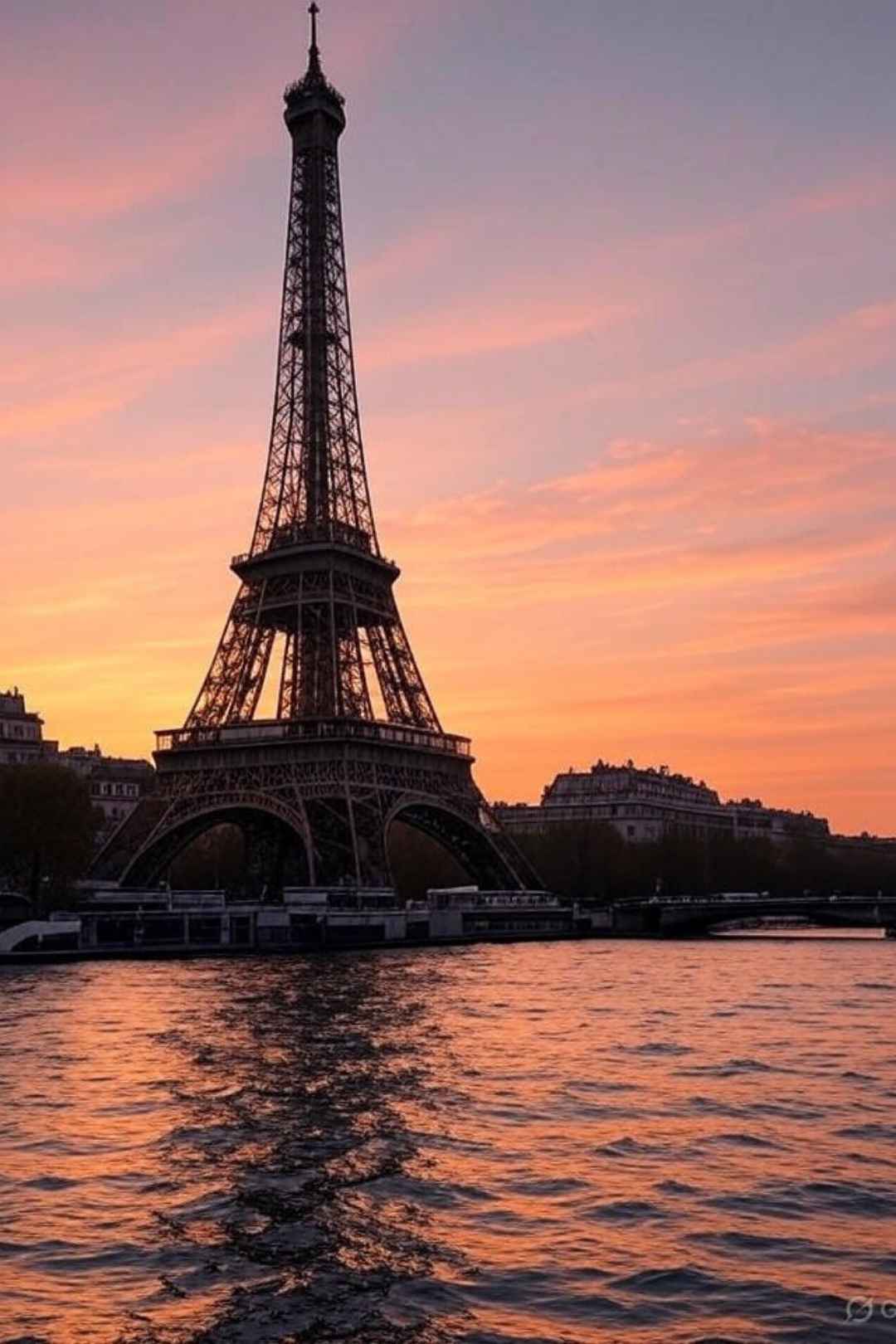Eiffel Tower Sunset Silhouette Free Stock Photo