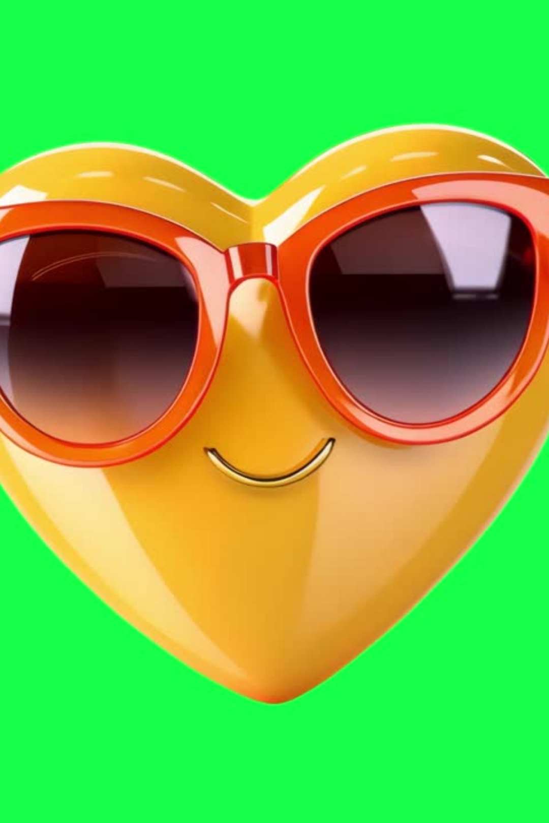 4K Smiling Heart With Sunglasses Green Screen Overlay