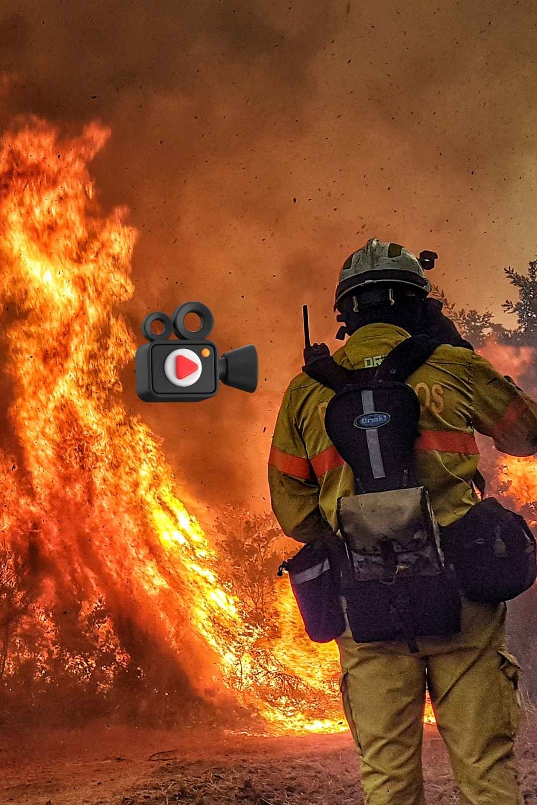 Firefighter Fighting Wildfire Stock Video