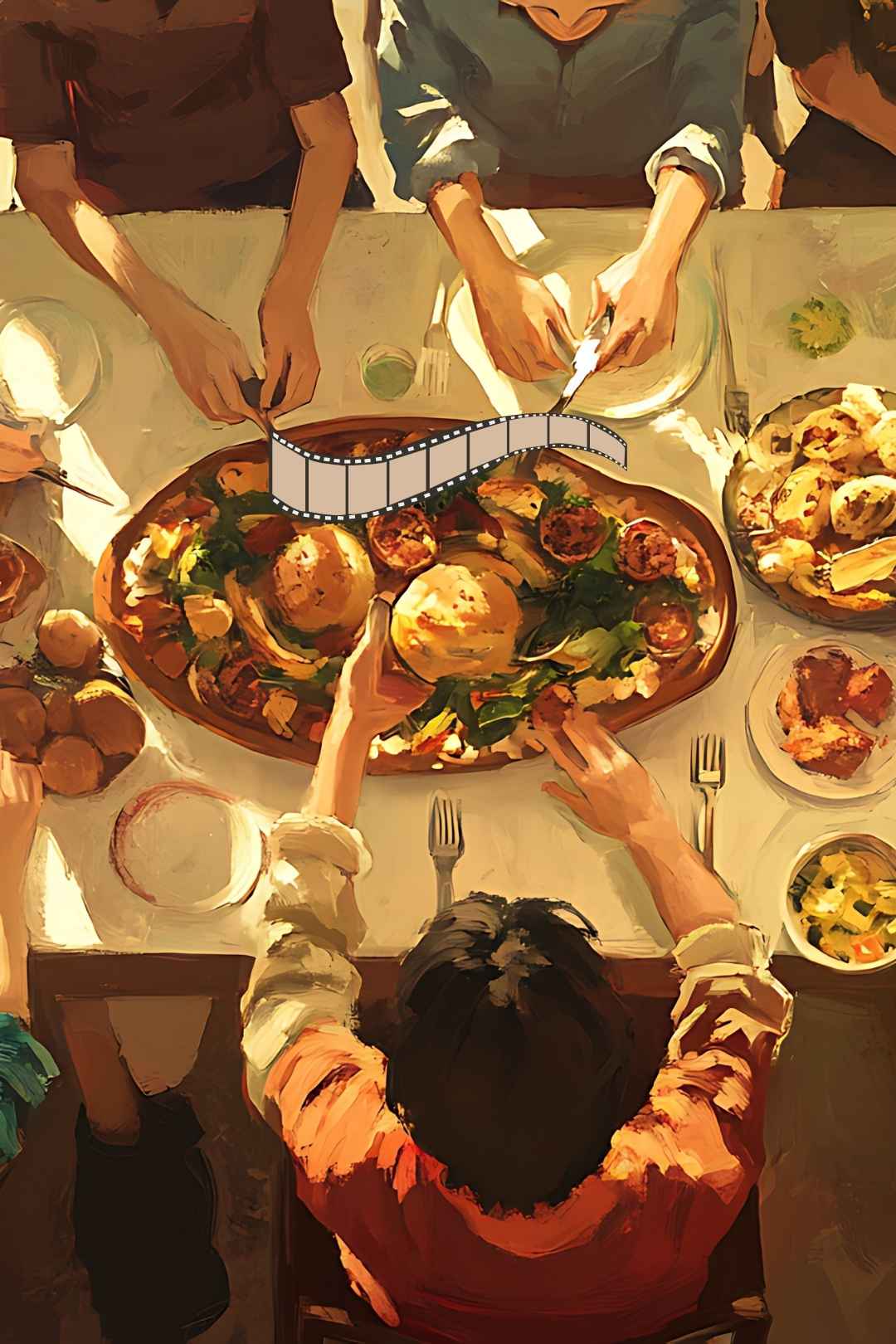 Community Lunch Over Table View Stock Video