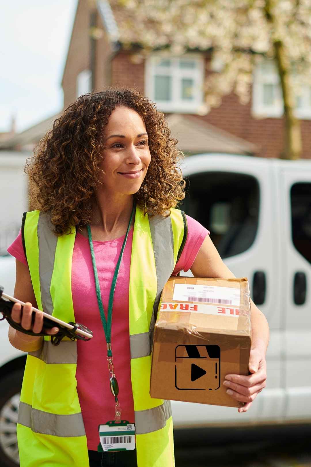 Female Service Delivery Worker Stock Video