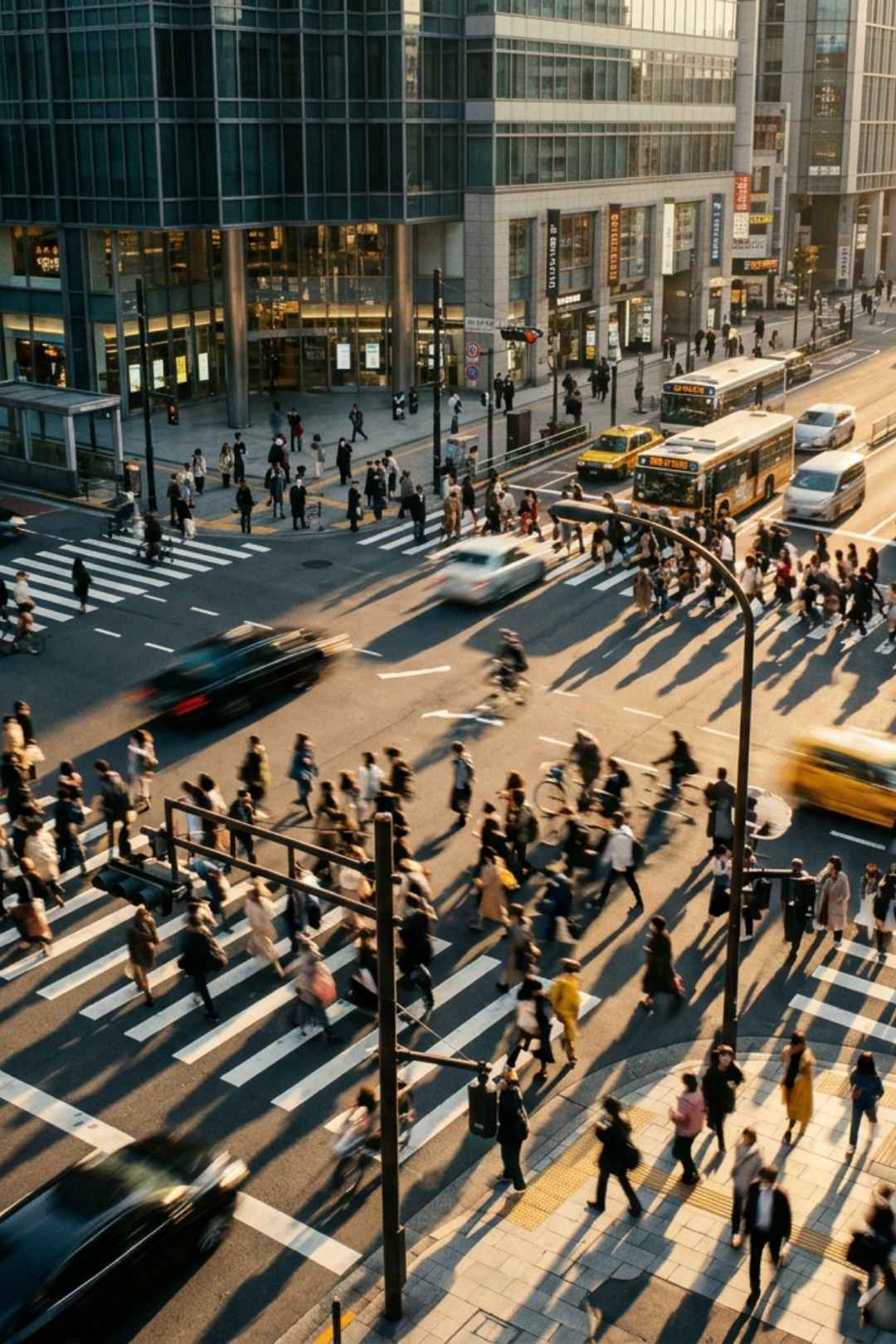 Time Lapse City Street Rush Hour Pedestrians Cinematic Free Stock Image