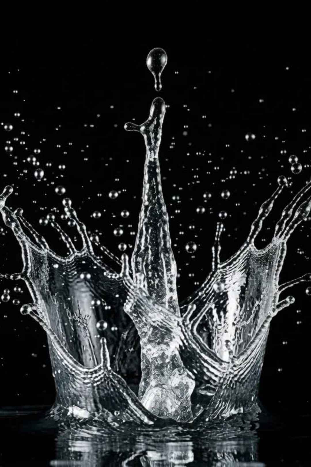 Water Splash Droplets Black Background Slow Motion Free Stock Video