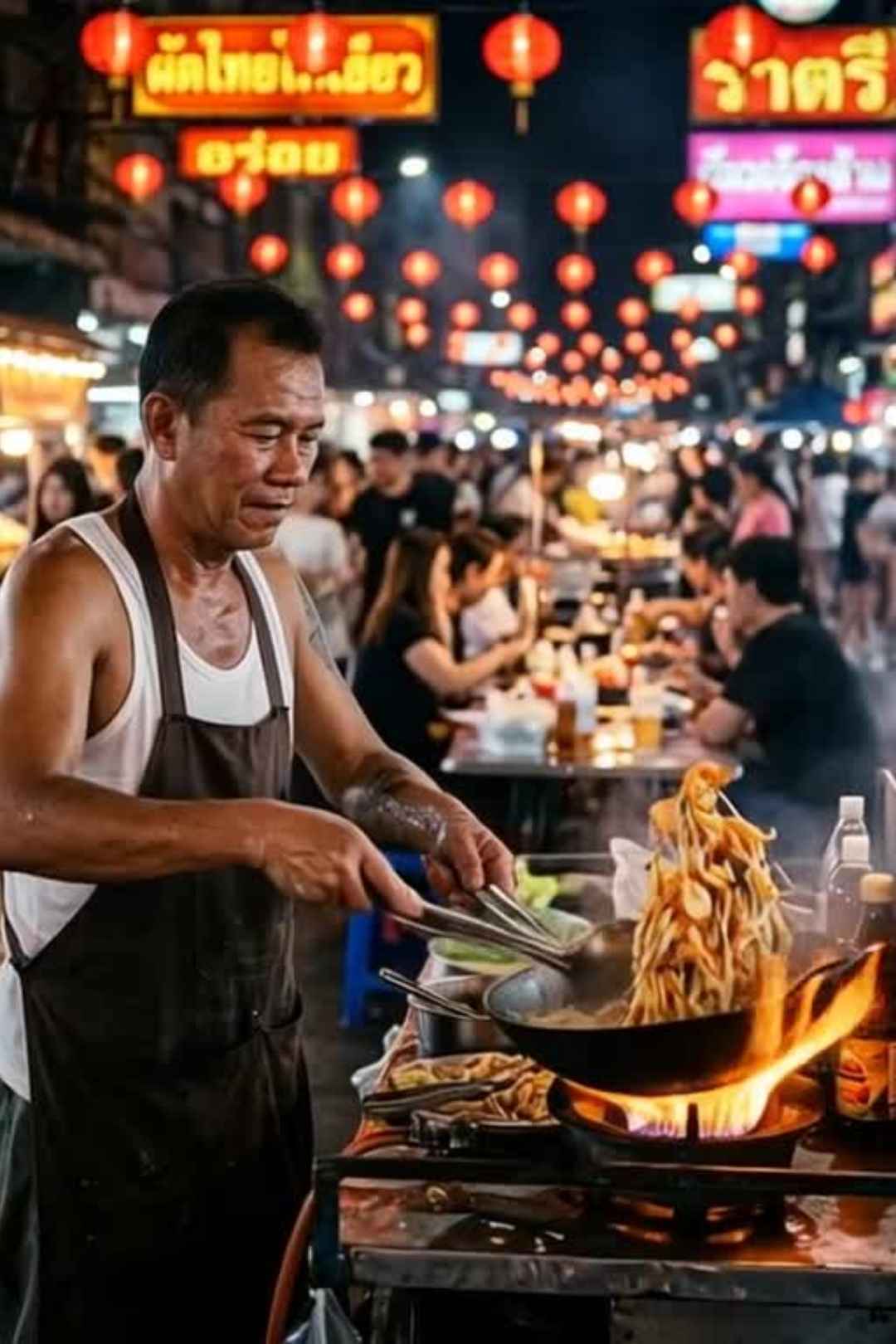 Street Food Vendor Night Market Neon Lights Asia Free Stock Video