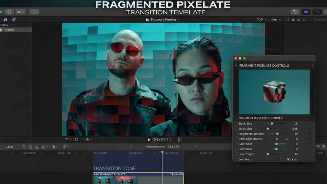 Envato Final Cut Pro Fragmented Pixelate Transition Template