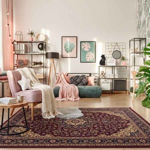Pink Armchair In Cozy Bedroom Stock Image
