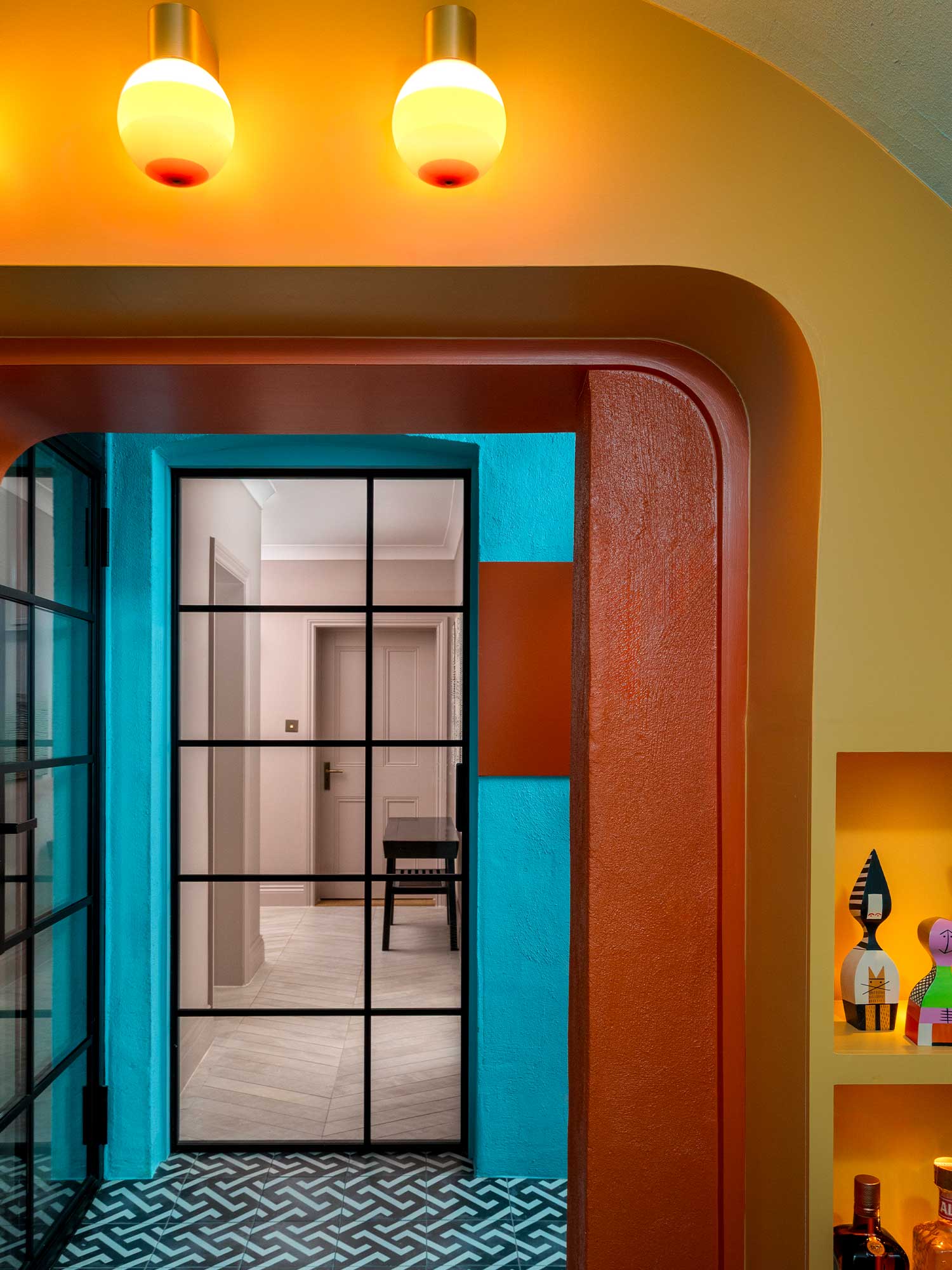 70s inspired wine bar in cellar