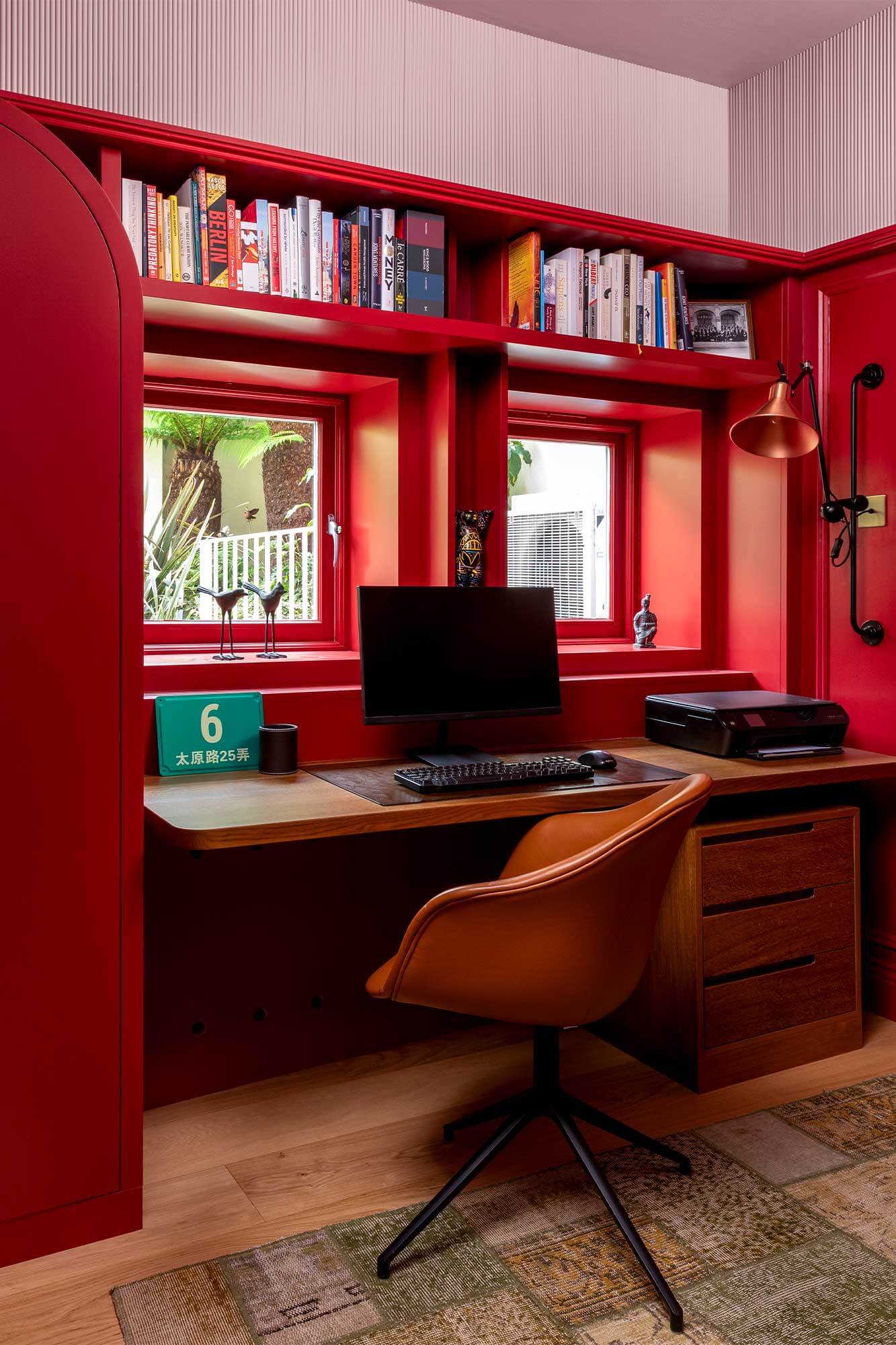 calm study, with a garden view and journey designed to minimise clutter