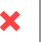 Red cross mark icon next to a vertical black line on white background.