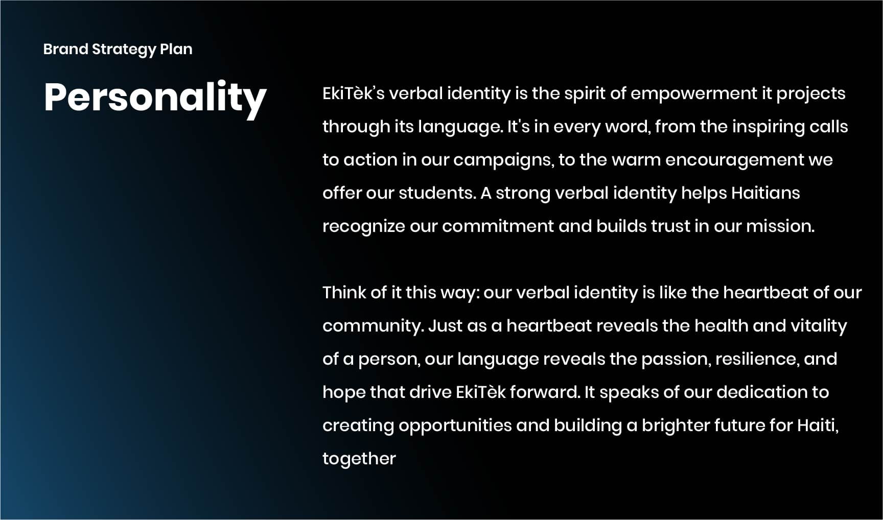 EkiTèk Academy brand personality and verbal identity strategy