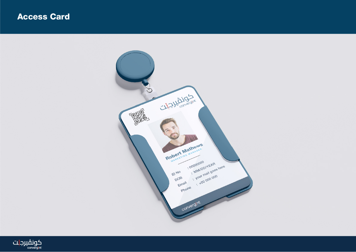 Convergint Arabic brand application — signage and physical brand expression