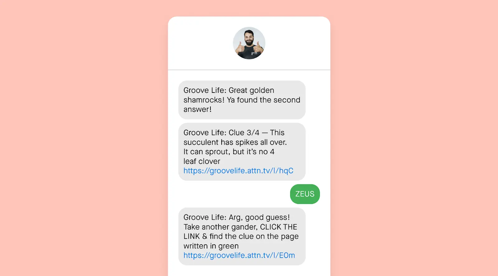 SMS Gamified quiz for Groove Life