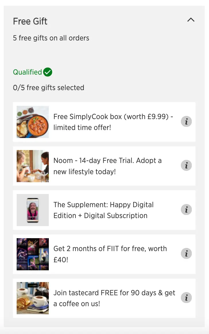 Free gifts of myprotein's website