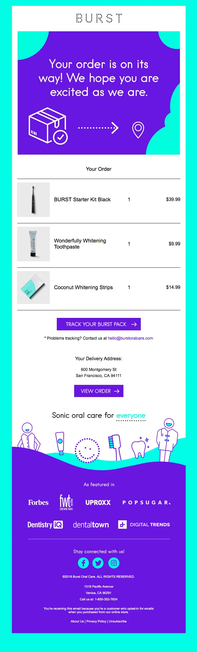 Burst confirmation email