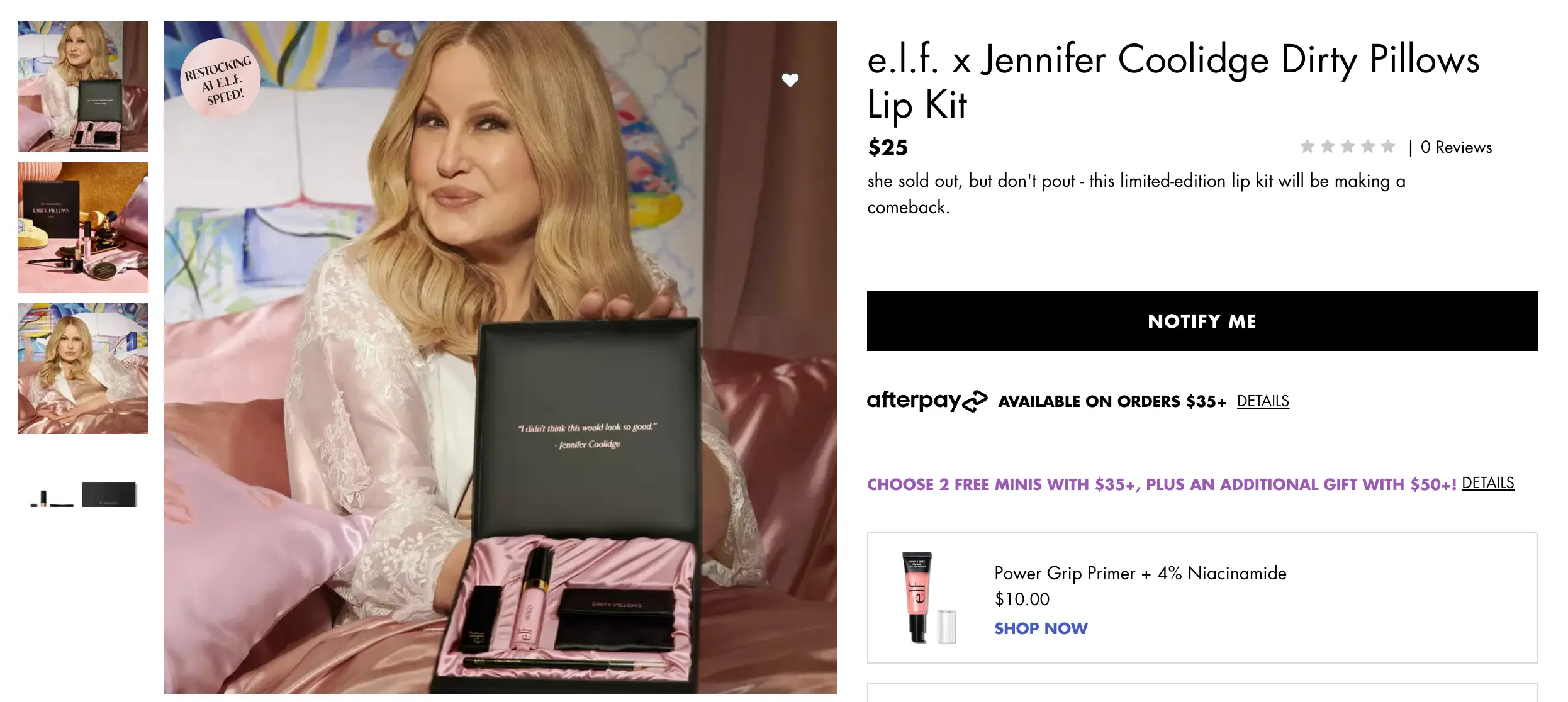 e.l.f x Jennifer Coolidge Dirty Pillows Lip Kit product sold out