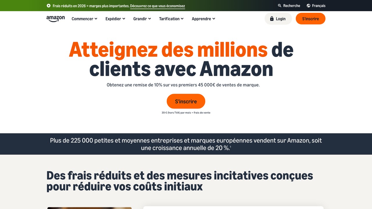 Aperçu du site officiel de Amazon