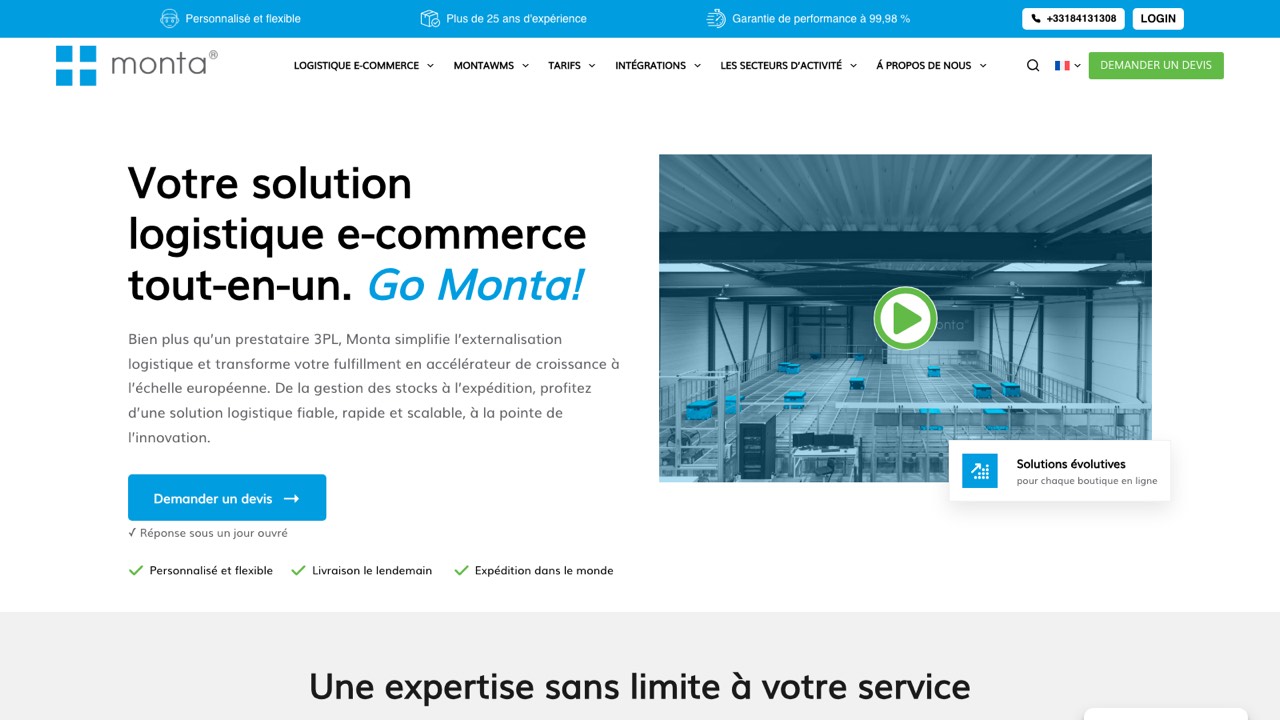 Aperçu du site officiel de Monta
