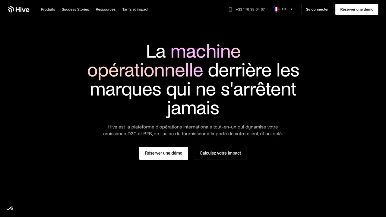 Aperçu du site officiel de Hive