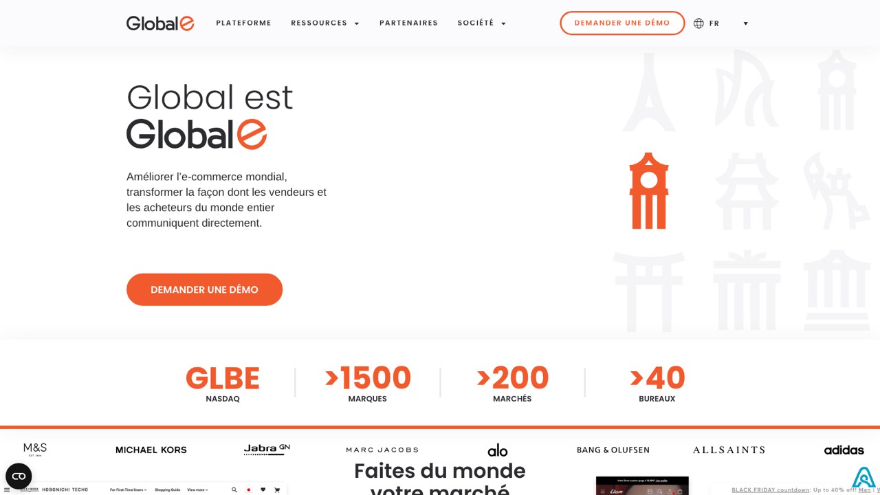 Aperçu du site officiel de Global-e