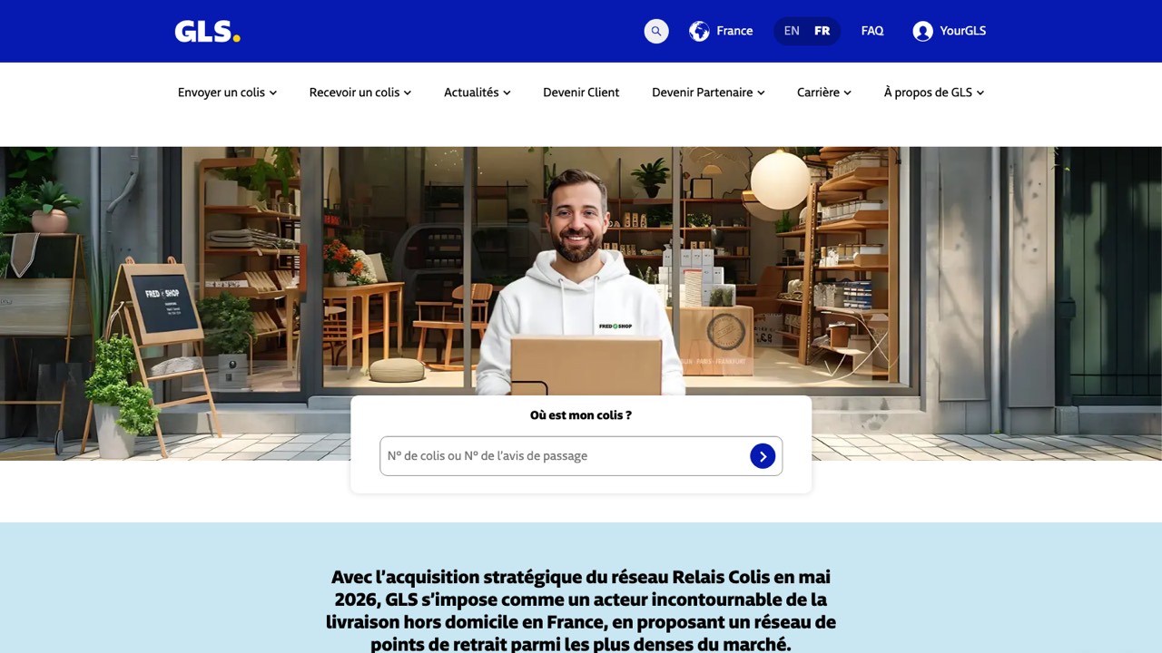Aperçu du site officiel de GLS