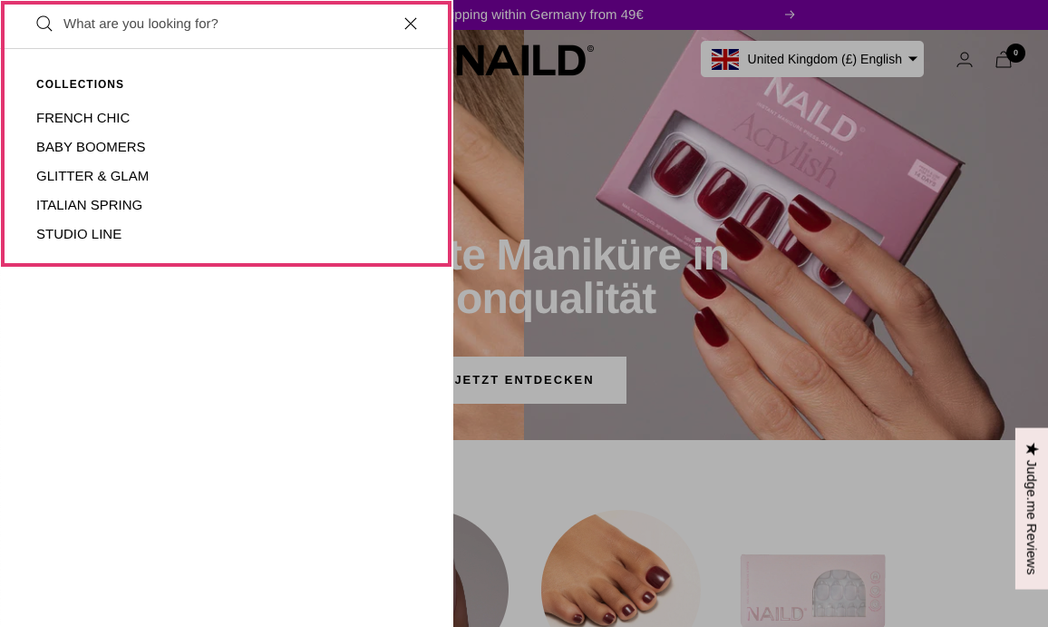 Example of the search bar on NAILD's website