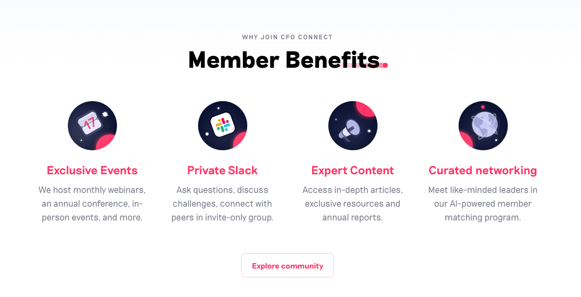 Example of CFO Connect's Member benefits