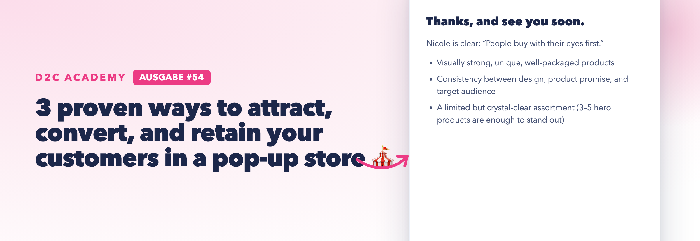 Newsletter #54 - 3 proven ways to attract, convert, and retain your customers in a pop-up store 🎪