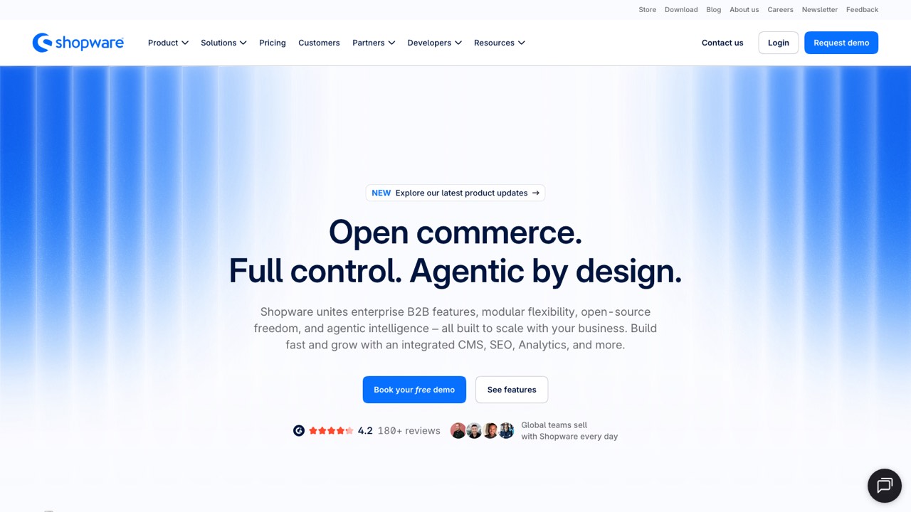 Shopware homepage screenshot