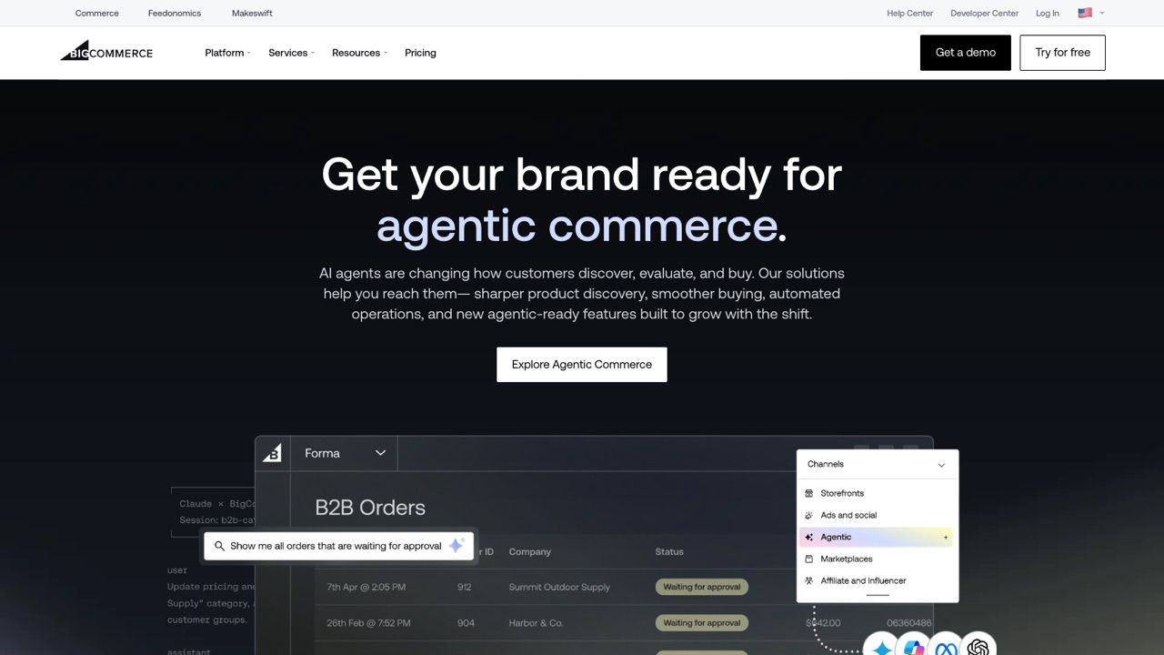 BigCommerce homepage screenshot