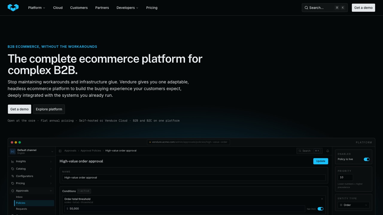 Vendure homepage screenshot