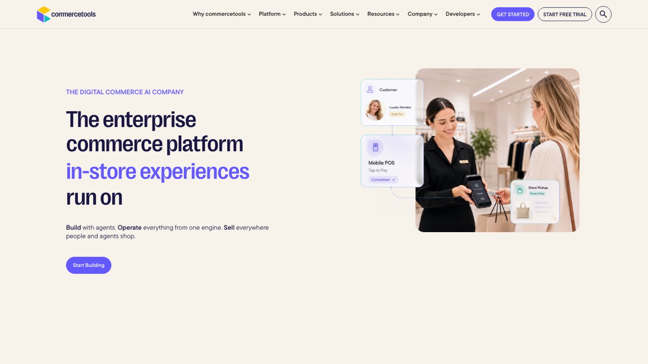 commercetools homepage screenshot