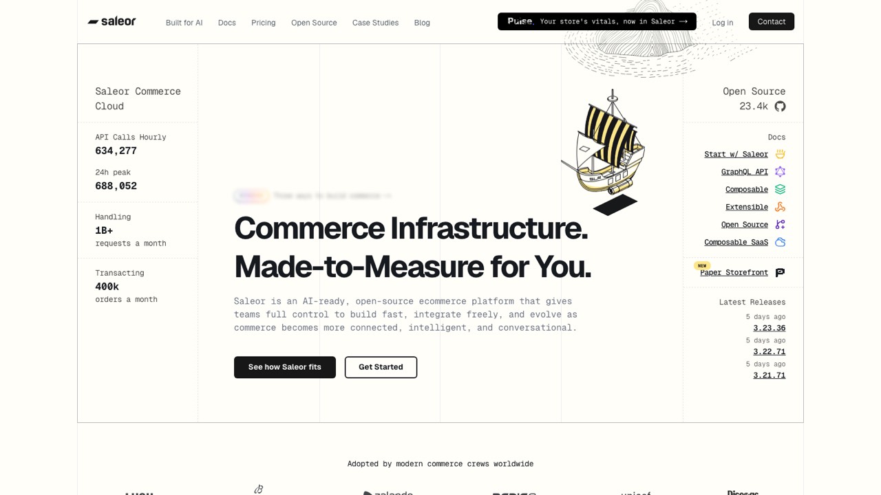 Saleor homepage screenshot
