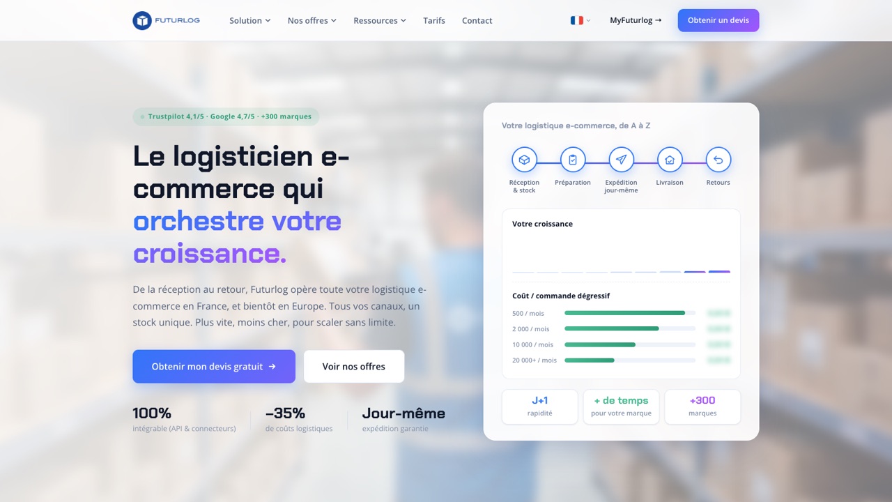 Aperçu du site officiel de Futurlog