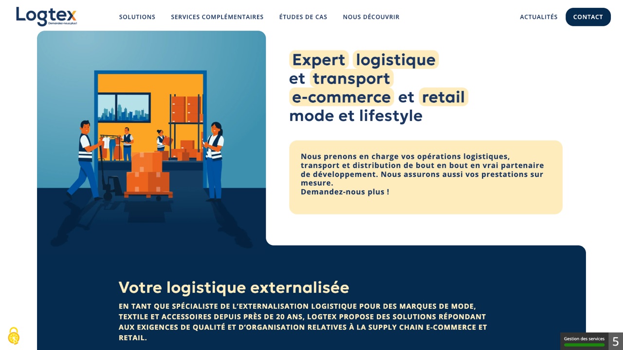 Aperçu du site officiel de Logtex