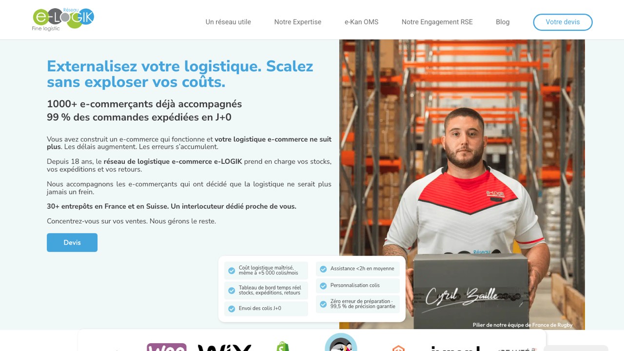Aperçu du site officiel d'e-Logik