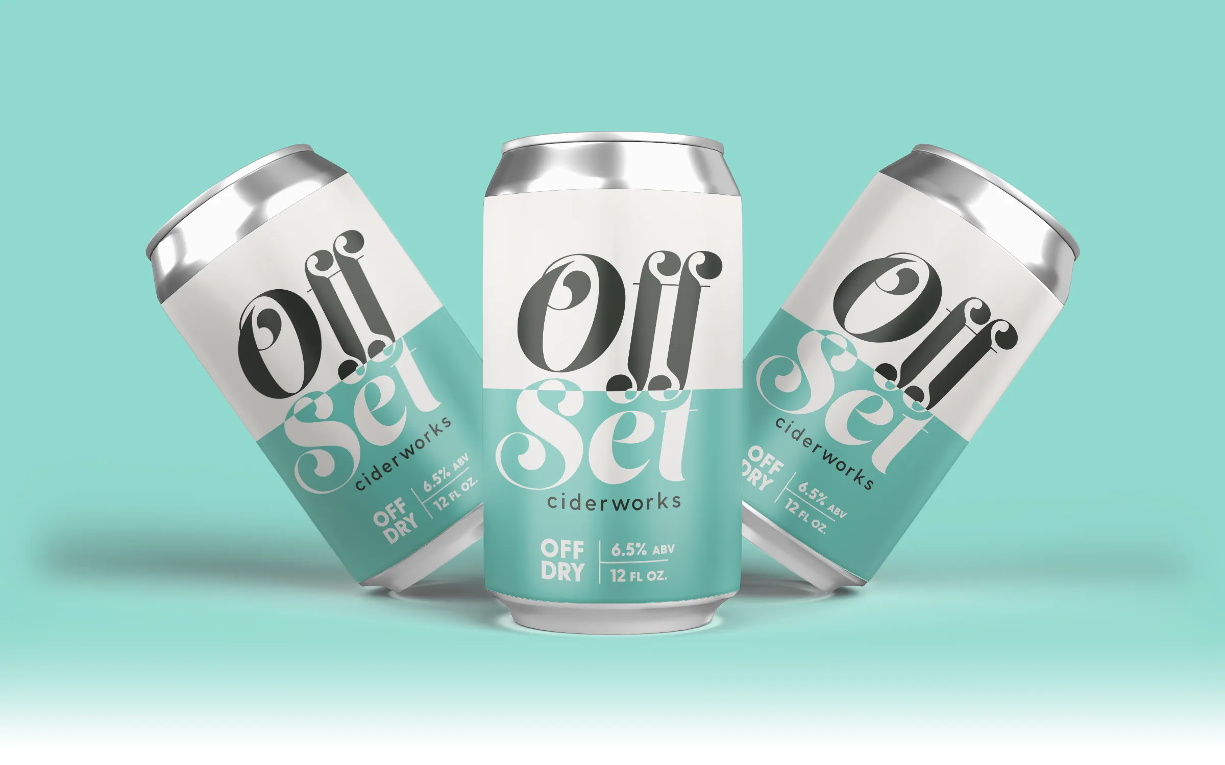 Three can mockup of Offset ciders
