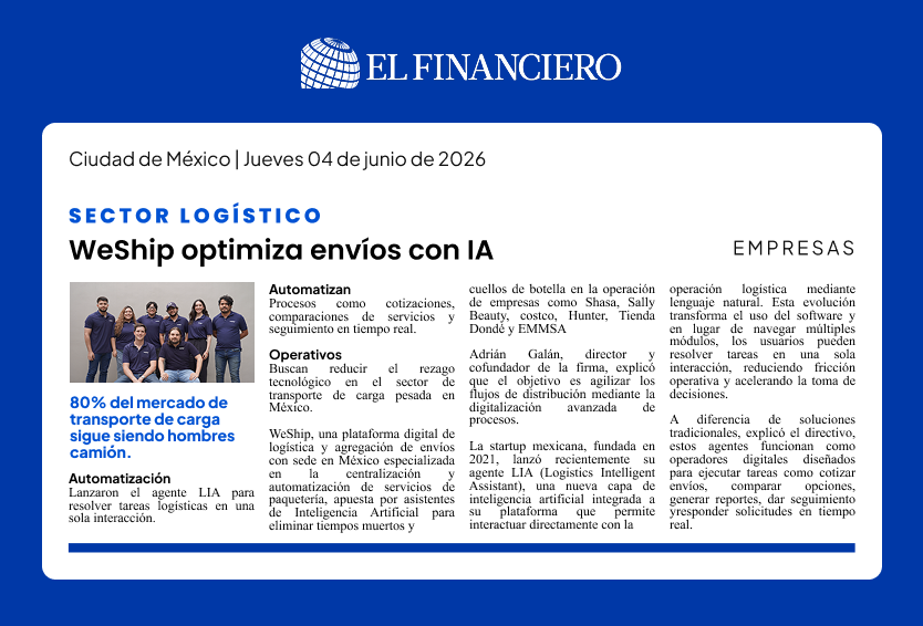 El financiero envios WeShip paquetería logistica