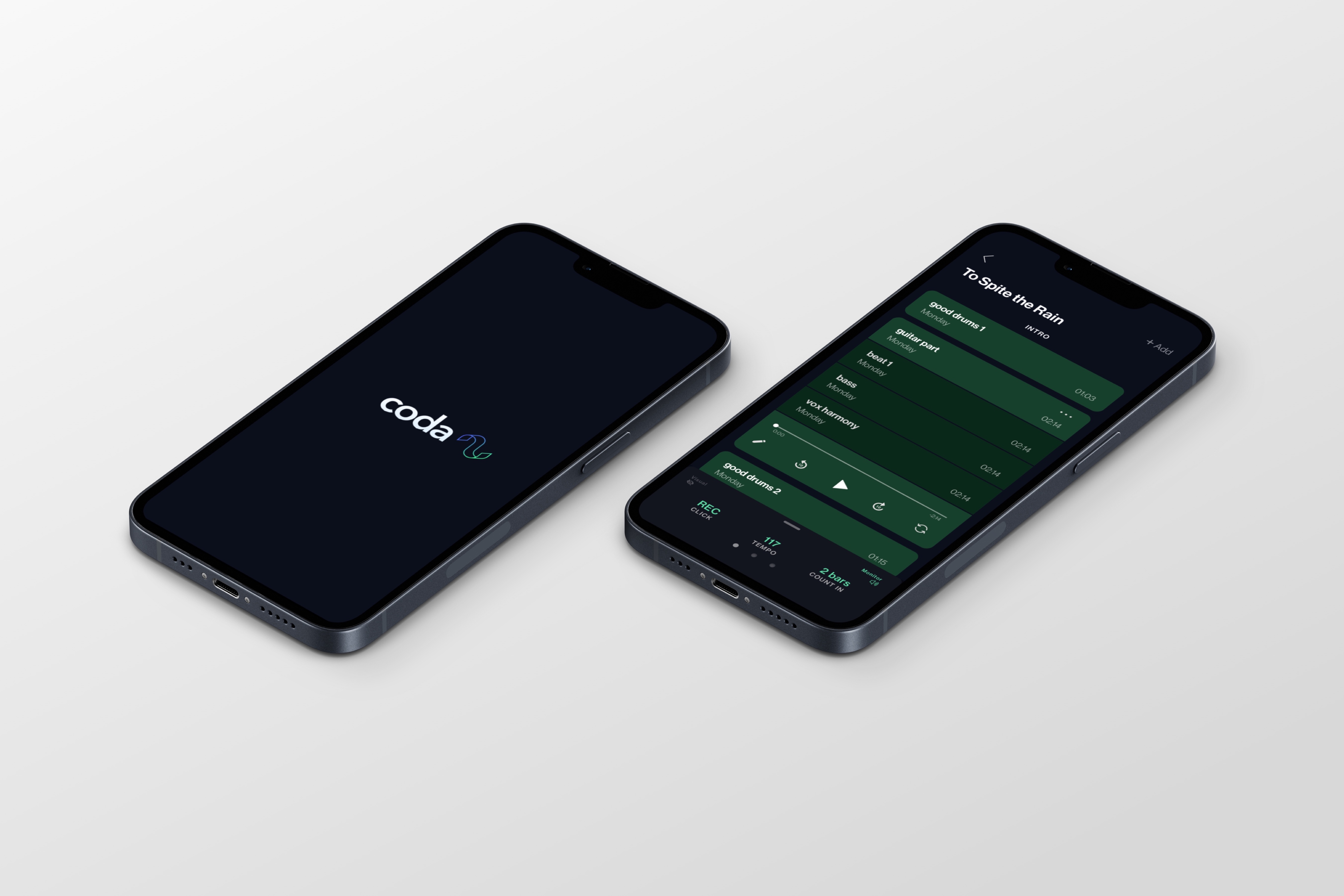 Coda mockup screens