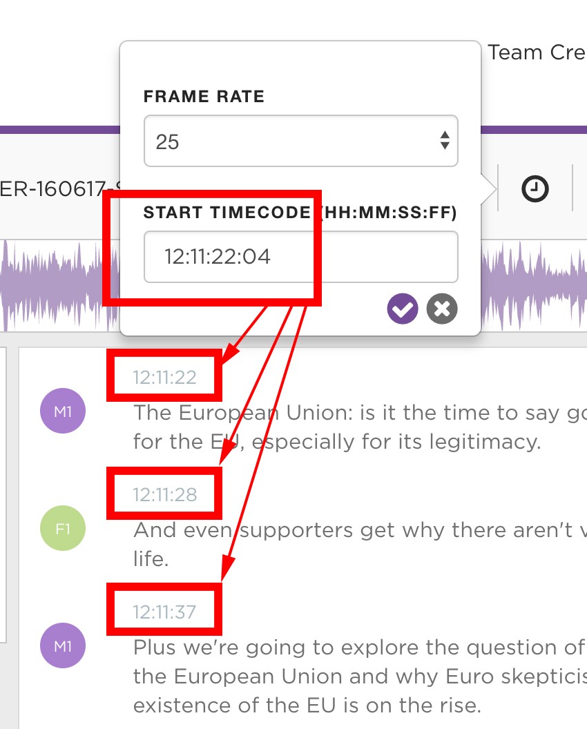 Start TC corresponding with transcript's TC