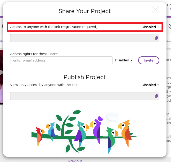 Share the project URL