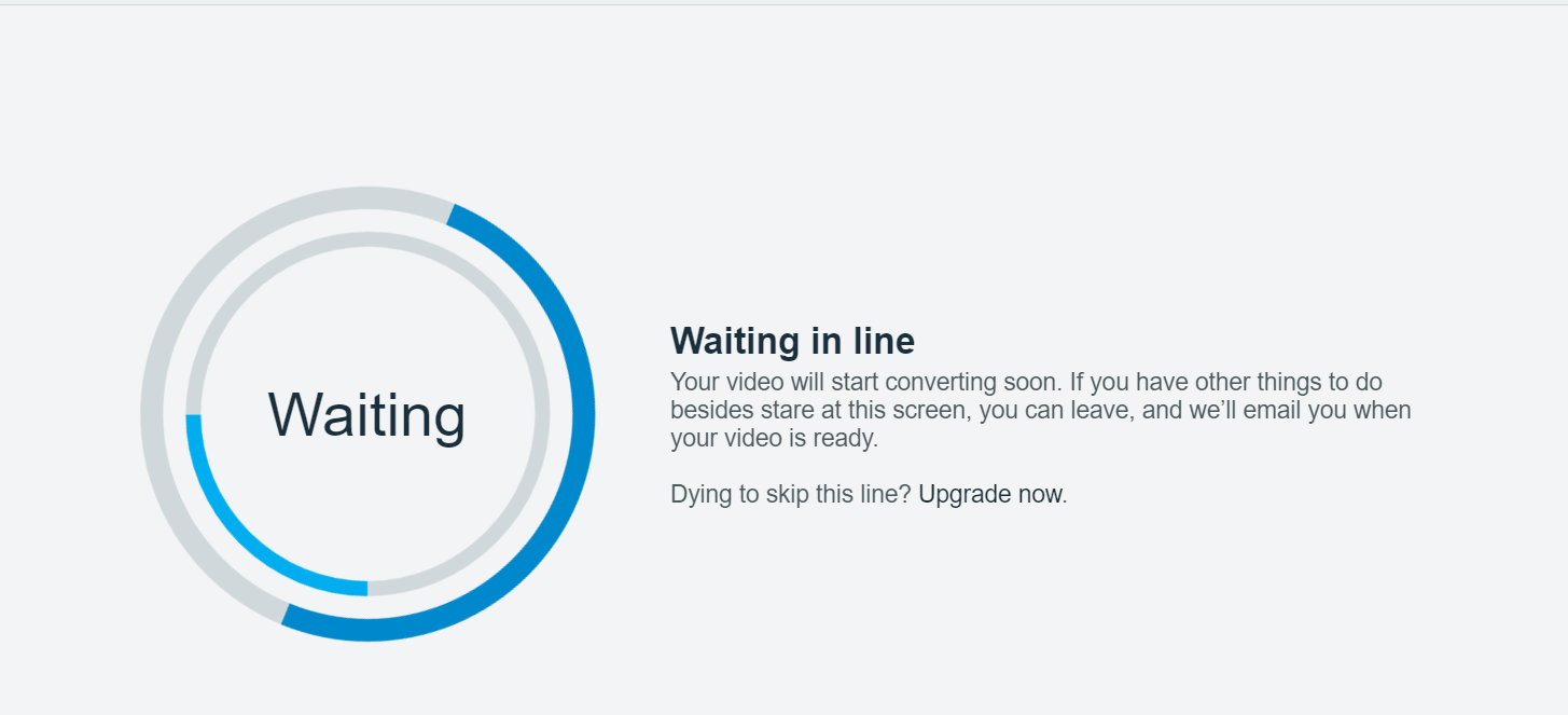 Once the conversion begins, you can leave it and Vimeo will send you an email when it's complete