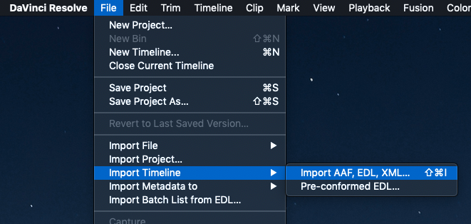 Go to the “File” menu and click “Import Timeline” and then 