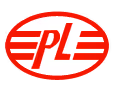 Red and white logo with stylized letters 'PL' inside an oval shape.